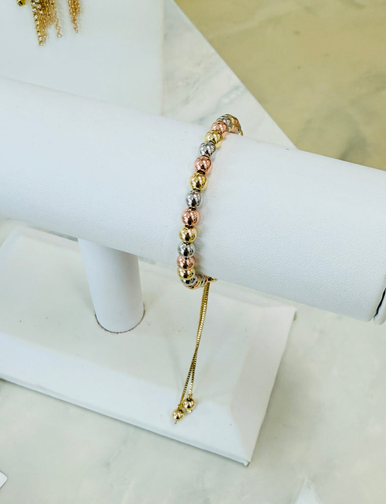 Tri Color Beaded Slider Bracelet