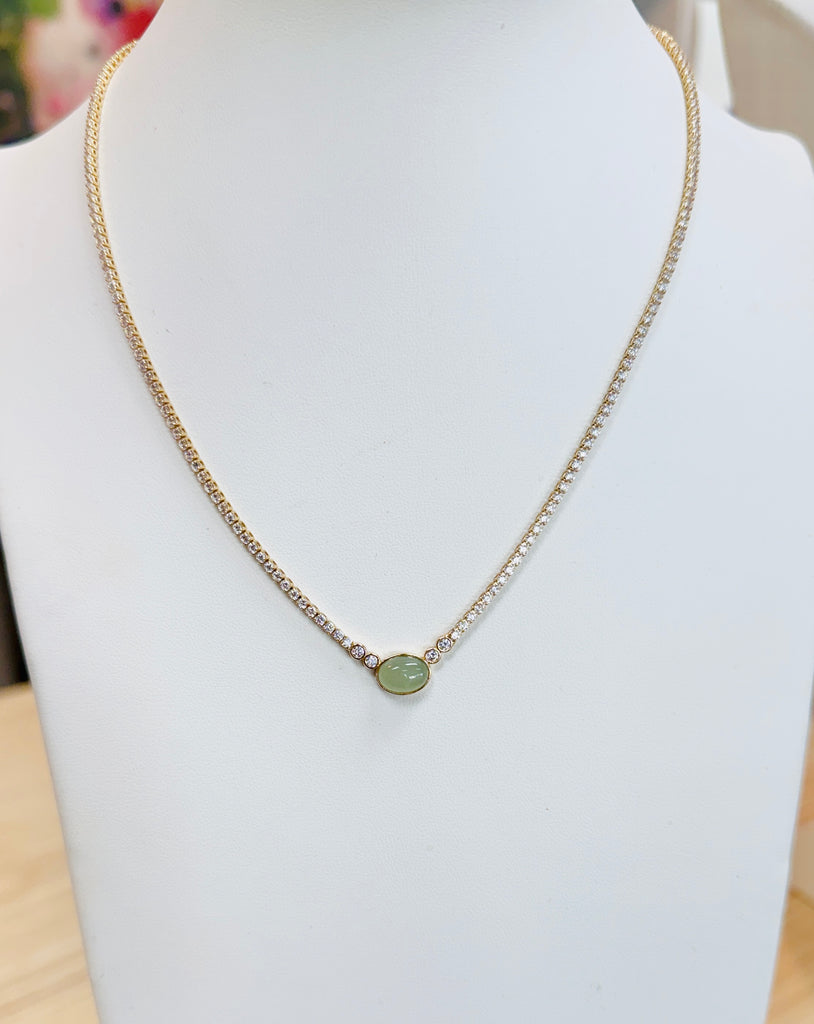Green Stone CZ Necklace
