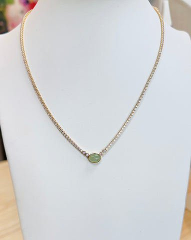 Green Stone CZ Necklace