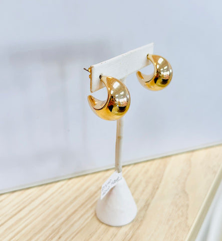 Rounded Gold Hoop Chunky Earrings