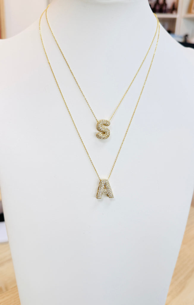 Bling Initial Letter Necklace