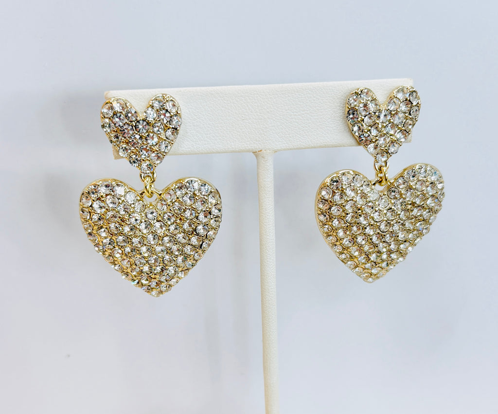 Double Heart Bling Earrings