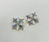 White and gold Crystal Snowflakes earrings