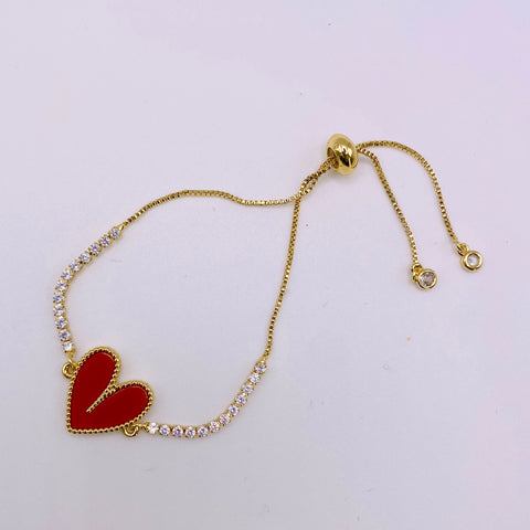 Red heart adjustable bracelet