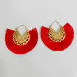 Red Fan Tassel Earrings
