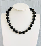Black Crystal Cut Bead Necklace