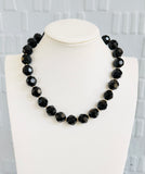 Black Crystal Cut Bead Necklace