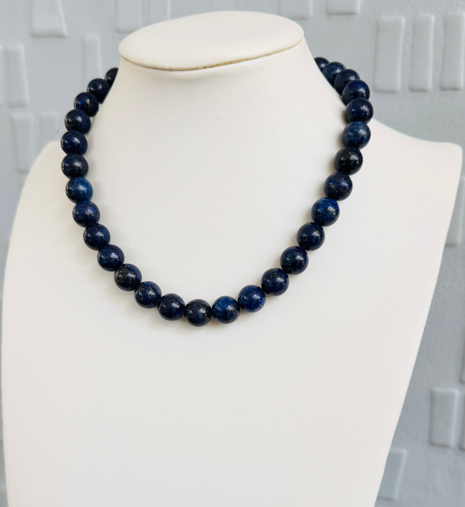 Navy Blue Bead Necklace