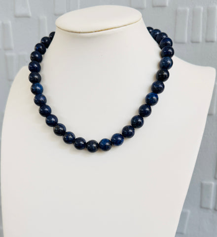 Navy Blue Bead Necklace