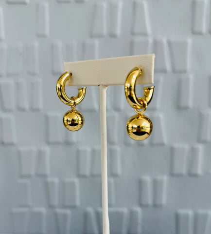 Gold Hoop Ball Earrings