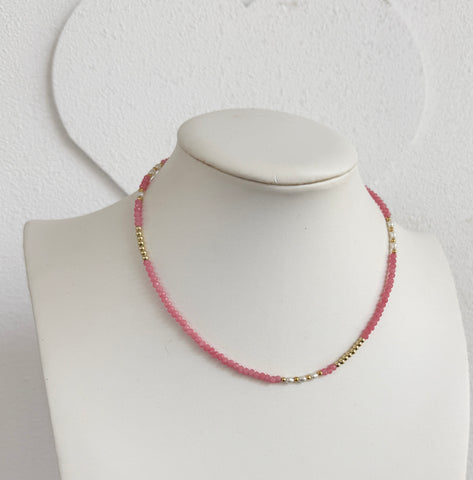 Pink Bead and Pearl Necklace