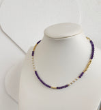 Purple Bead and Pearl Necklace