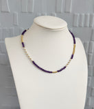 Purple Bead and Pearl Necklace