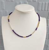 Purple Bead and Pearl Necklace