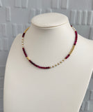 Red Bead and Pearl Necklace