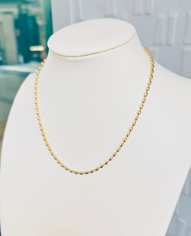 Gold Rice Chain Necklace