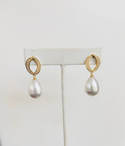Pearl and Gold Drop Earrings