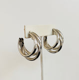 Triple Silver Hoop Earrings