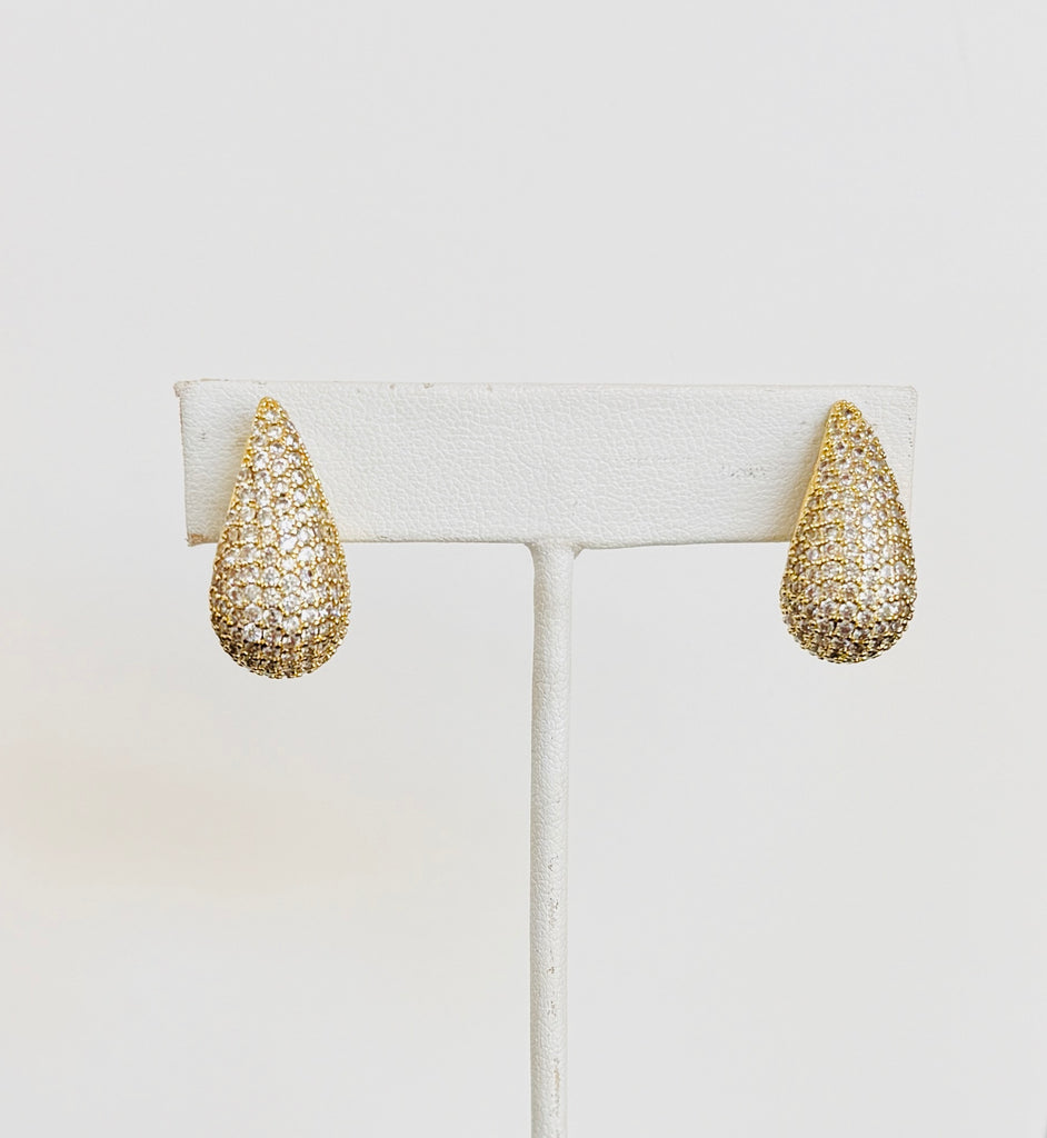 Pave Gold Teardrop Earrings