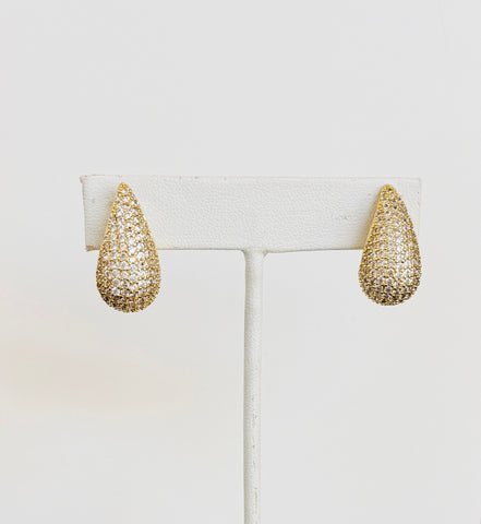 Pave Gold Teardrop Earrings