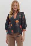 Entro Black Botanical Top CW