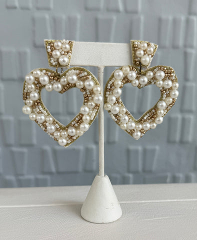 Pearl Heart Earrings