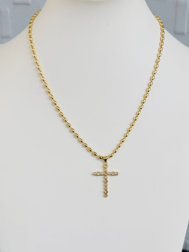 Crystal Cross Gold Necklace