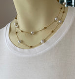 Double Strand Gold & Freshwater Pearl Necklace