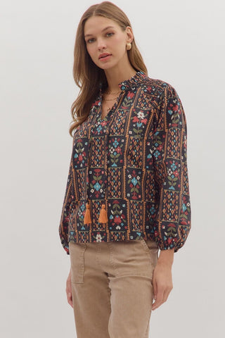 Entro Aztec Floral Top CW