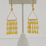 Yellow Beaded Chandelier Earrings