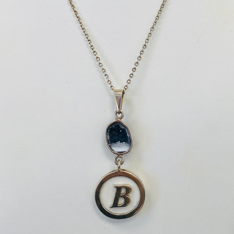 Silver Geode Initial Necklace