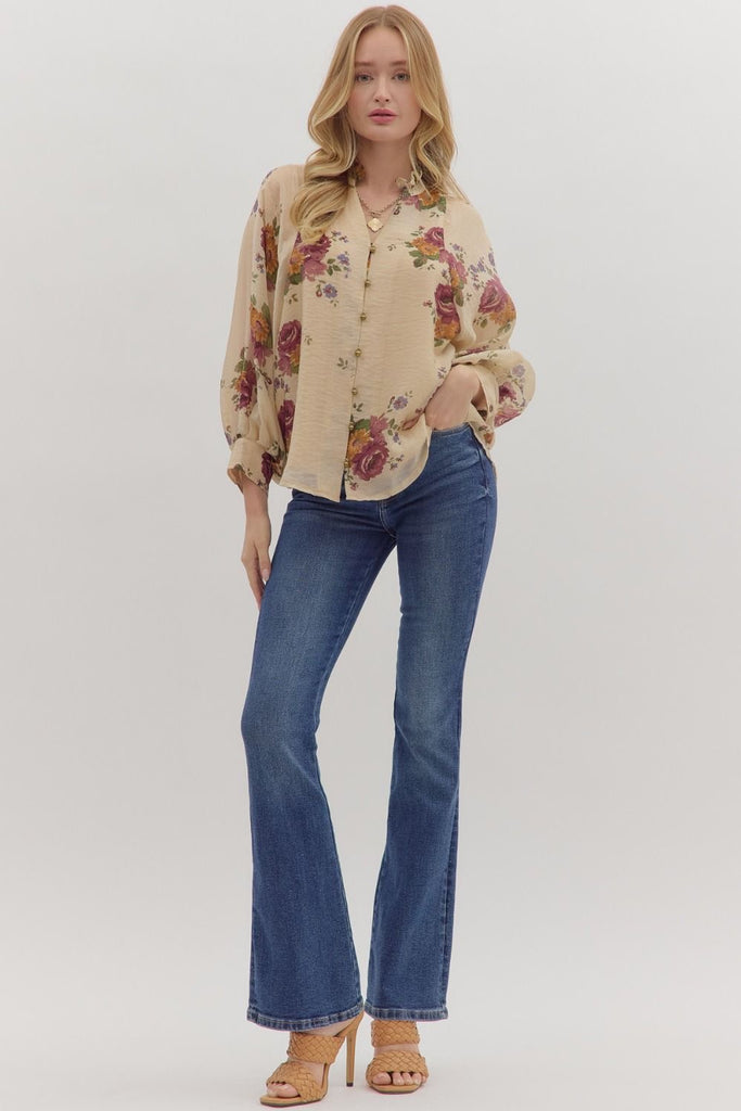 Entro Ecru Floral Blouse CW