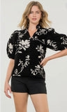 THML Chenille Black Floral Top CW