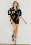 THML Chenille Black Floral Top CW