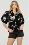 THML Chenille Black Floral Top CW