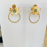 Flower Blue Stone Earrings