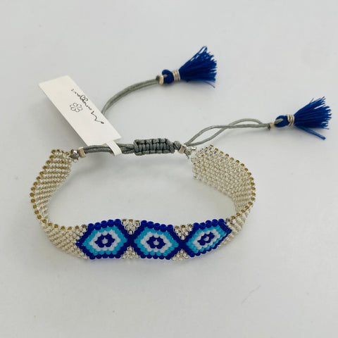 Blue and Silver Beaded Bracelet