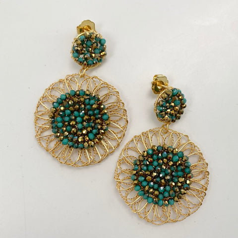 Turquoise and Gold Statement Earrings