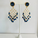 Chandelier Earring Blue and Gold