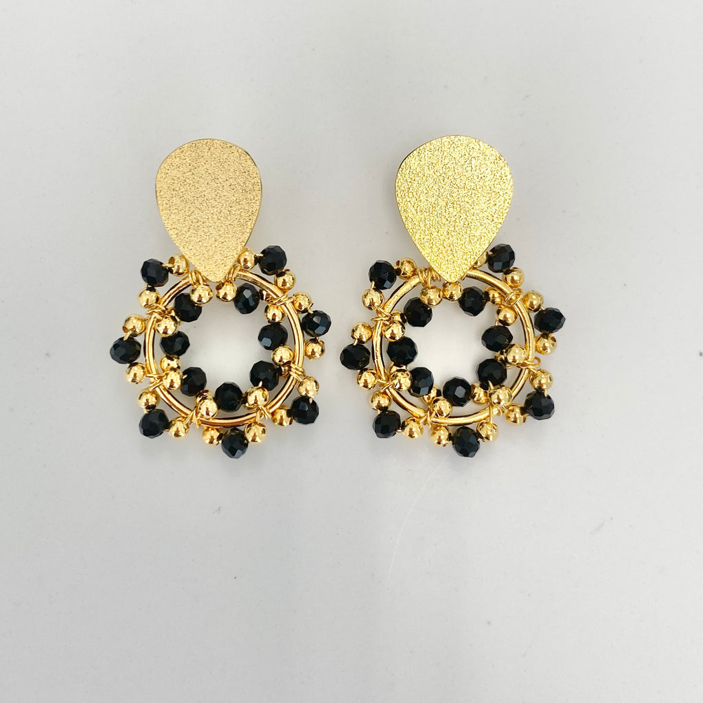 Fiore Gold and Black Earrings