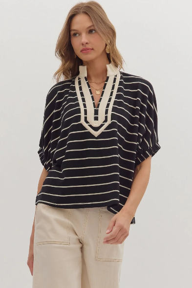 Entro Black Stripe Dolman Top CW