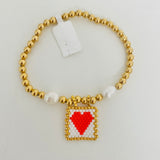 Vani Beaded Red Heart Bracelet