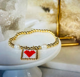 Vani Beaded Red Heart Bracelet