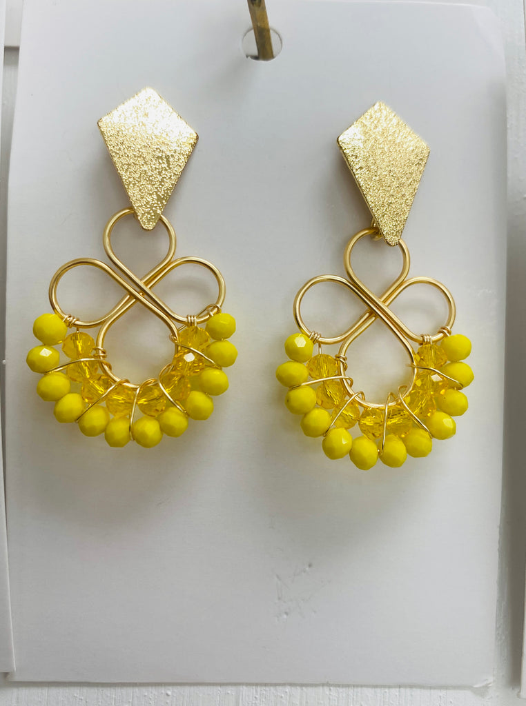 Alegria Yellow Beaded Earrings