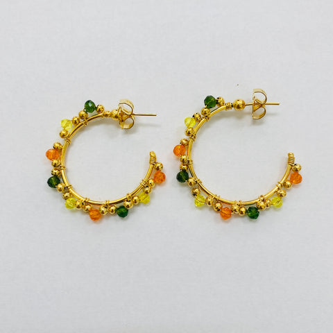 Multicolored Hoop Beaded Earrings