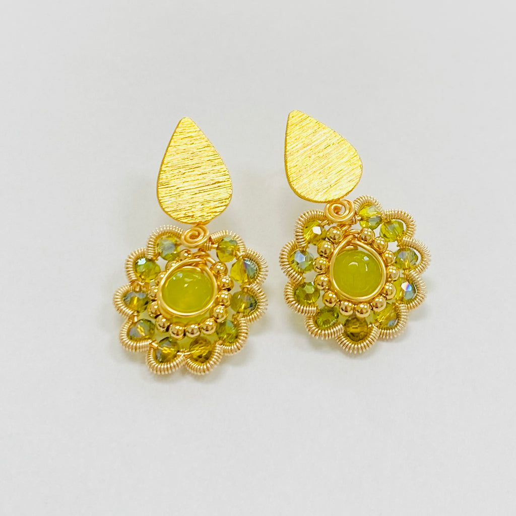 Green Flower Earrings