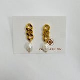 Vani Gold Chain Pearl Earrings