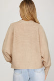 She & Sky Taupe Bow Sweater CW