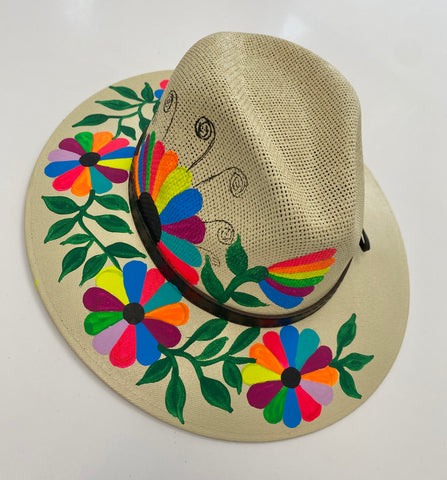 Handpainted Hat Flores Tan