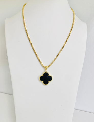 Gold Chain Black Pendant Necklace